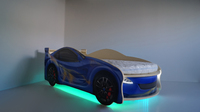 Кровать-машина Дримкар синяя с матрасом